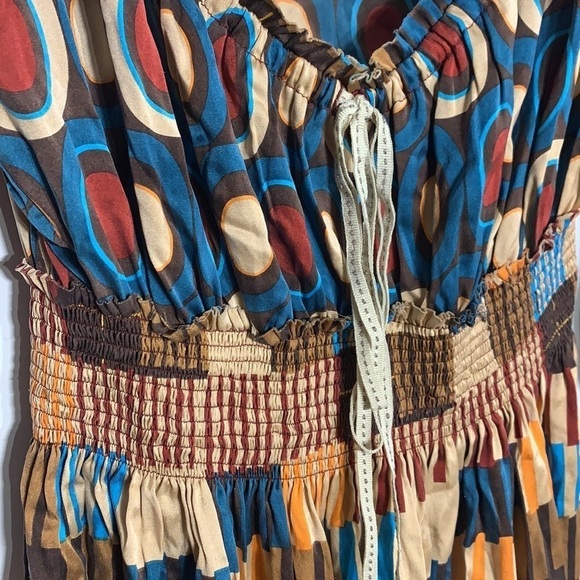 A Common Thread Silk Retro 60s/70s print dress small long sleeve - Picture 3 of 7